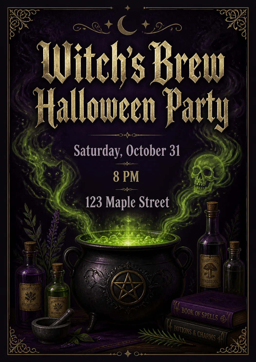 Witch's Brew Halloween Invitation