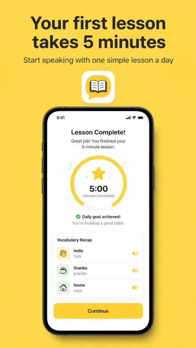 Yellow Language App Store Closing Screen