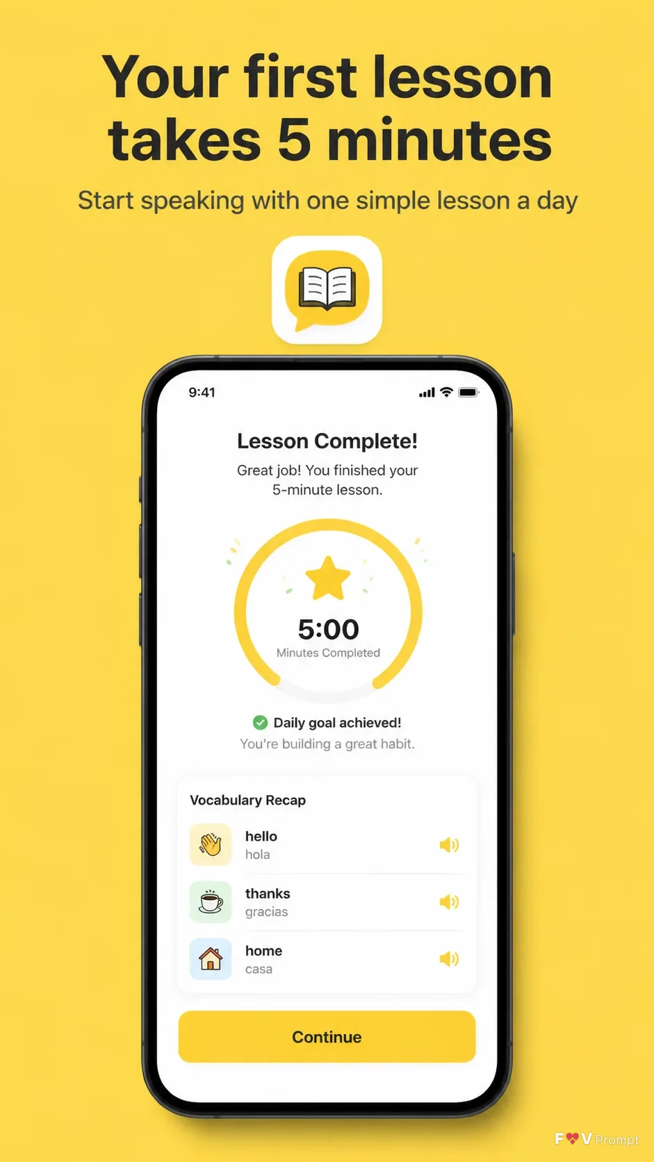 Yellow Language App Store Closing Screen